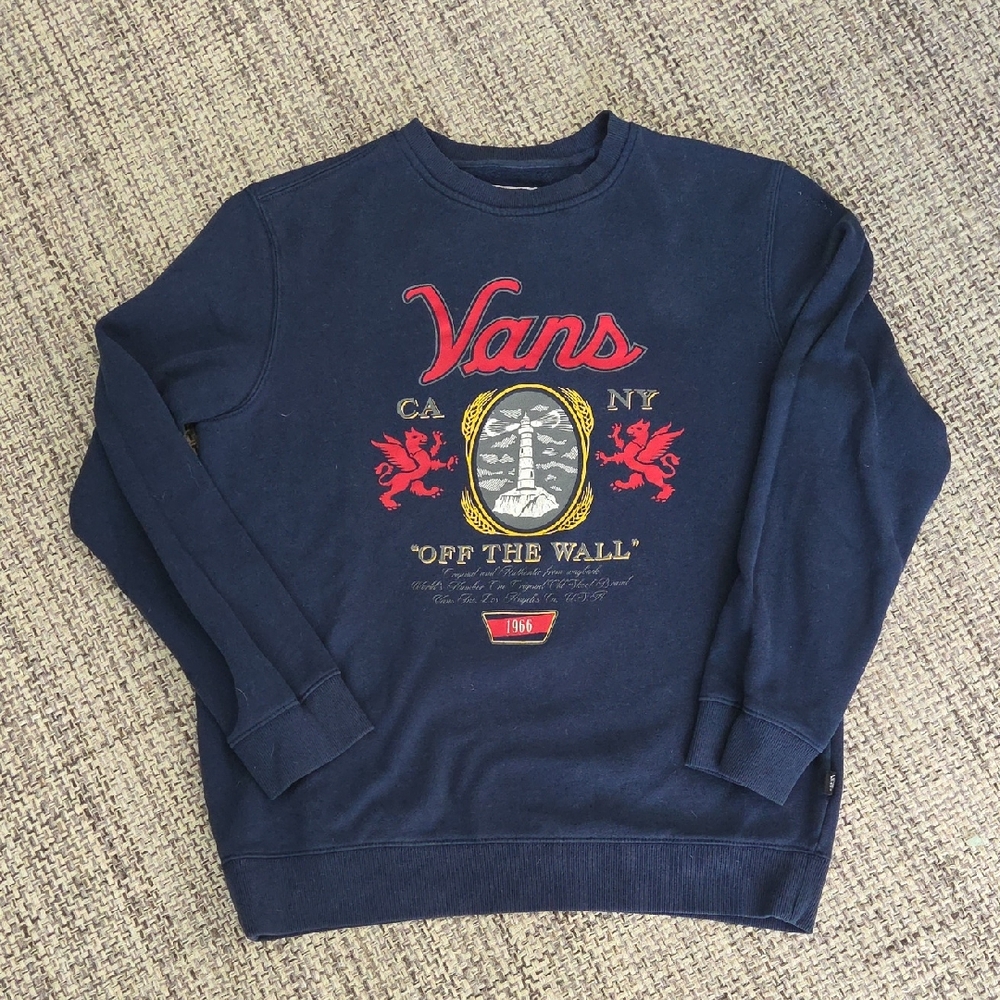 Vans Off The Wall Crest Graphic Sweatshirt Navy Skate Streetwear